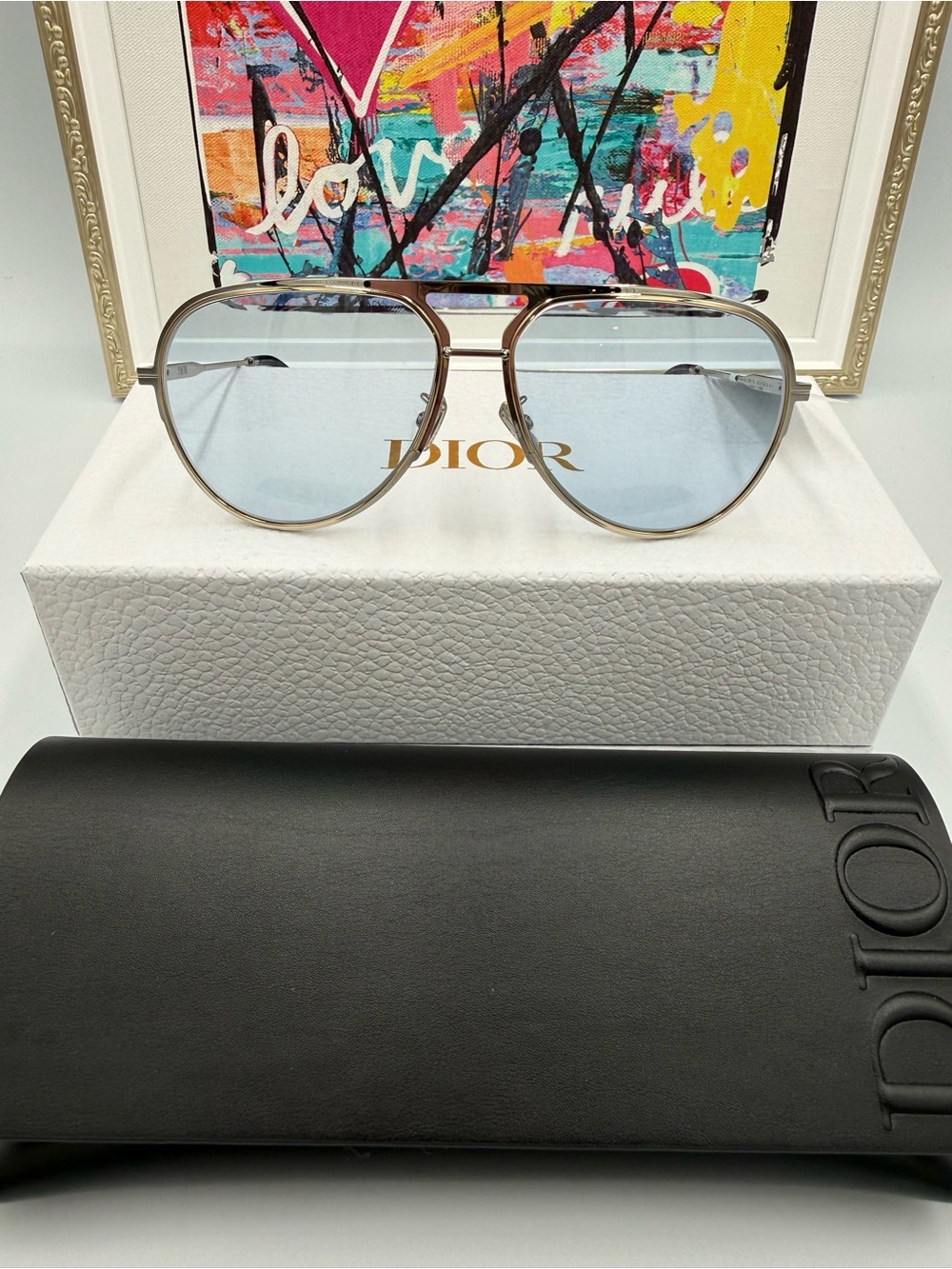 Dior Aviator Sunglasses with Light Blue Lenses